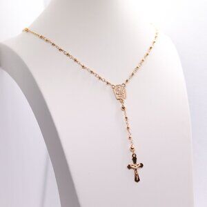 19k Gold Rosary Necklace Portuguese Solid Yellow Gold (800 Purity) -19 inches